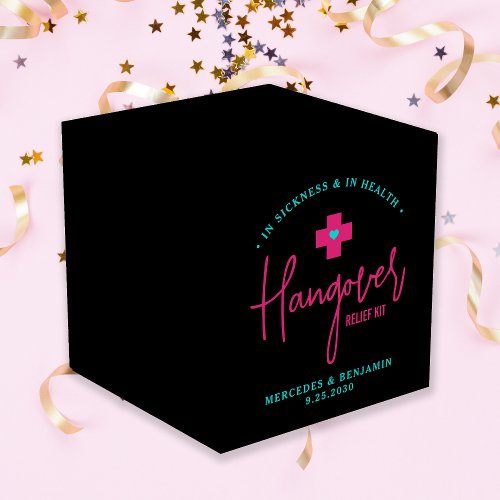 Hangover Relief Kit Hot Pink Personalized Wedding  Favor Boxes