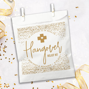 Hangover Relief Kit Modern Gold Glitter Wedding Favor Bag