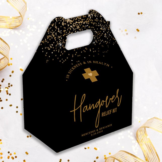 Hangover Relief Kit Modern Gold Glitter Wedding  Favor Boxes (Creator Uploaded)
