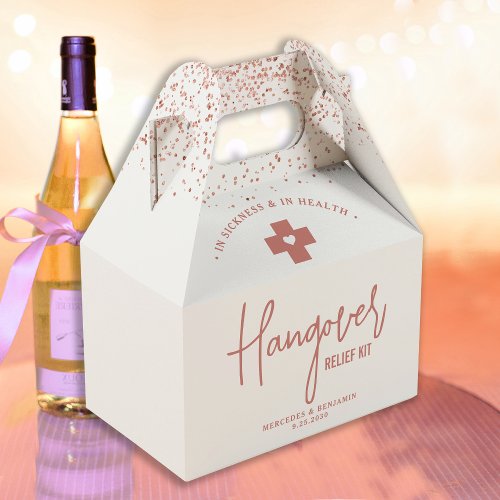 Hangover Relief Kit Modern Rose Gold Wedding  Favor Boxes