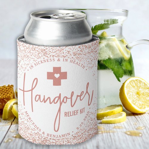 Hangover Relief Kit Modern Rose Gold Wedding Favor Can Cooler