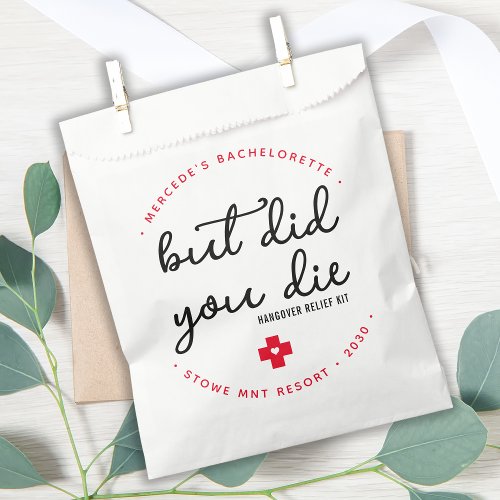 Hangover Relief Kit Personalized But Did You Die Favor Bag