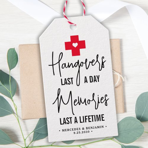 Hangover Relief Kit Personalized Wedding Favor Gift Tags