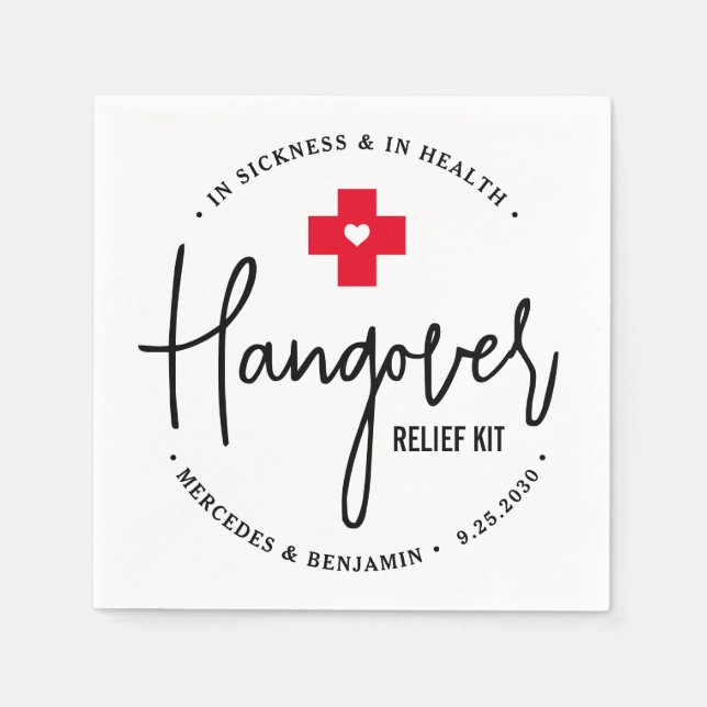 Hangover Relief Kit Personalized Wedding Favor  Napkins (Front)