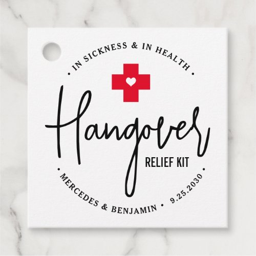Hangover Relief Kit Personalized Wedding Party Favor Tags