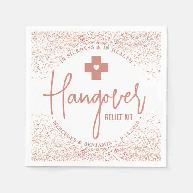 Hangover Relief Kit Rose Gold Wedding Favor Napkins Zazzle