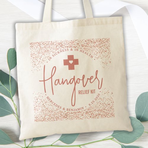 Hangover Relief Kit Rose Gold Wedding Favor  Tote Bag