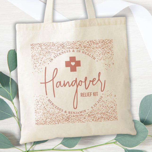 Hangover Relief Kit Rose Gold Wedding Favor  Tote Bag (Creator Uploaded)