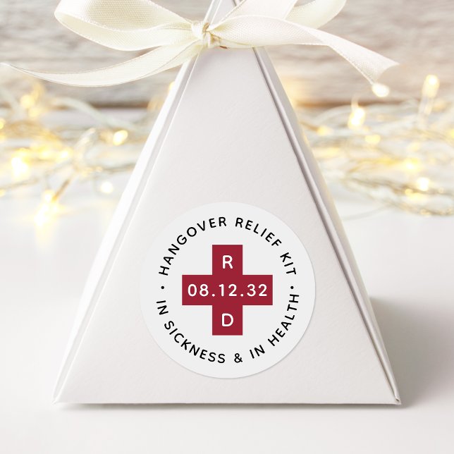 Hangover Relief Kit | Wedding Favor Classic Round Sticker (Creator Uploaded)