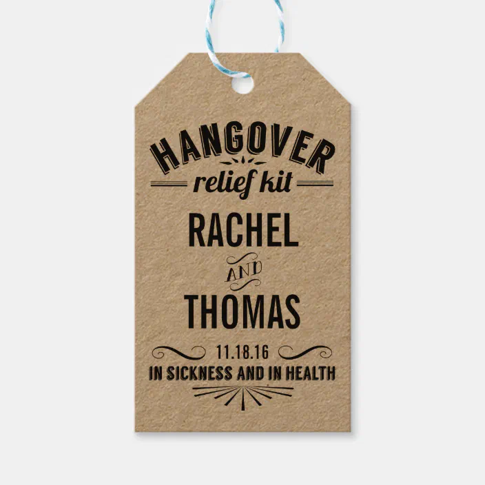 Hangover Relief Kit | Wedding Recovery Favor Gift Tags | Zazzle