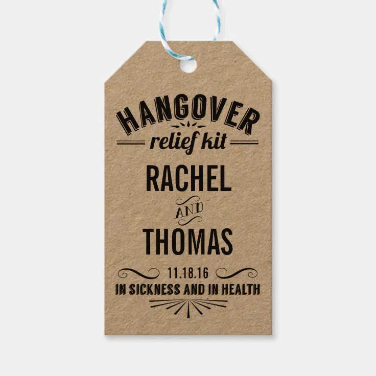Hangover Relief Kit | Wedding Recovery Favor Gift Tags | Zazzle