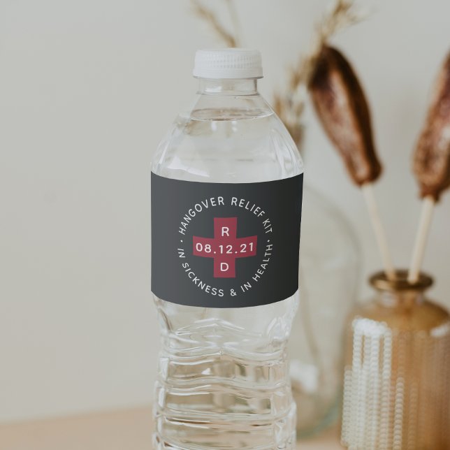 Hangover Relief Kit Wedding Water Bottle Label (Creator Uploaded)