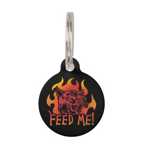 Hangry Cat Feed Me Roar Flames Pet ID Tag