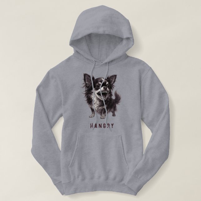 Hangry Chihuahua - Funny Aggressive Angry Scary Hoodie (Design Front)