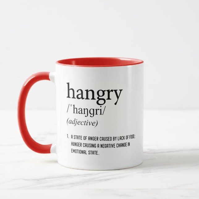 Hangry Definition, Funny Coffee Mug (Left)