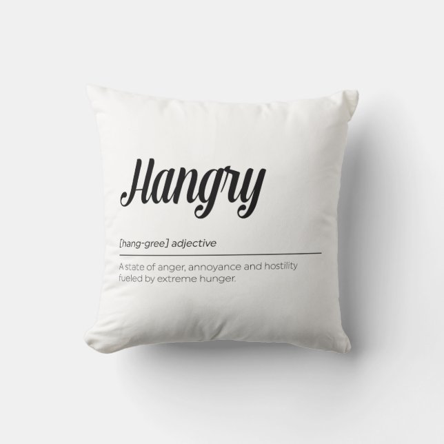 Hangry Definition Throw Pillow (Front)