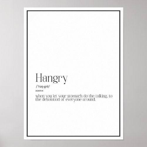 Hangry Definition Word Art Poster