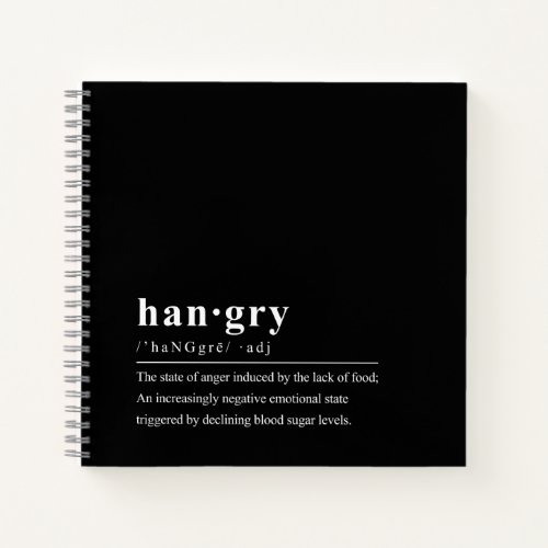 Hangry Dictionary Definition DIY Cookbook Notebook
