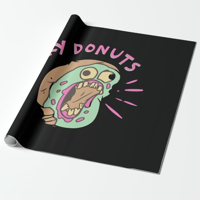 Hangry Donut Mascot Wrapping Paper (Unrolled)