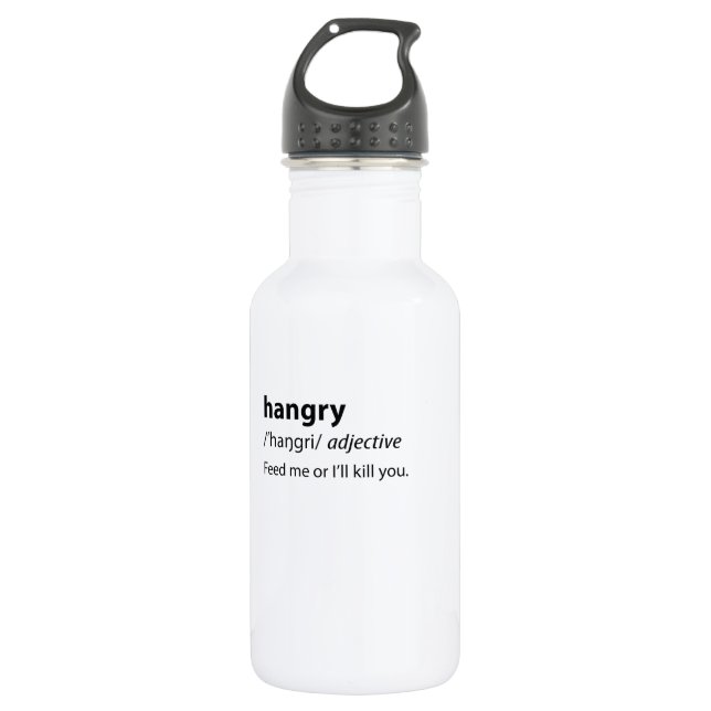 Hangry Funny Dictionary Definition Stainless Steel Water Bottle (Front)