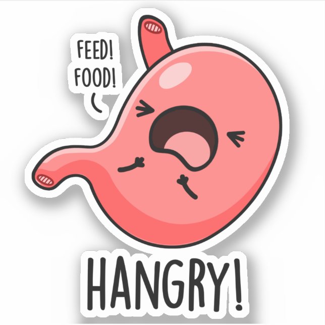 Hangry Funny Hungry Angry Stomach Pun  Sticker (Front)