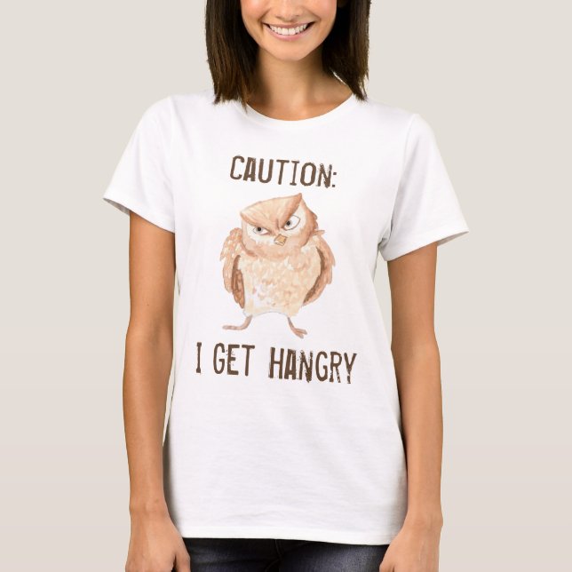 Hangry Owl Watercolor T-Shirt (Front)