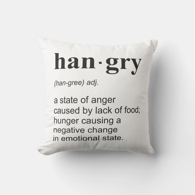 Hangry Throw Pillow (Front)