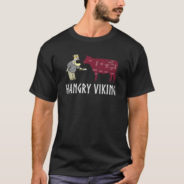 Hangry Viking Hungry Scandinavian Norse Beef T-Shirt (Front)