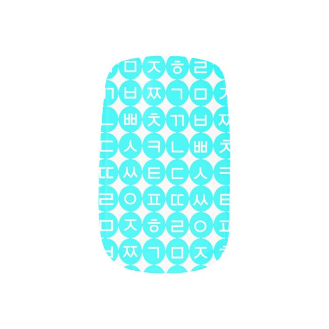 Hangul consonant sky color and pink minx nail art (Left Thumb)