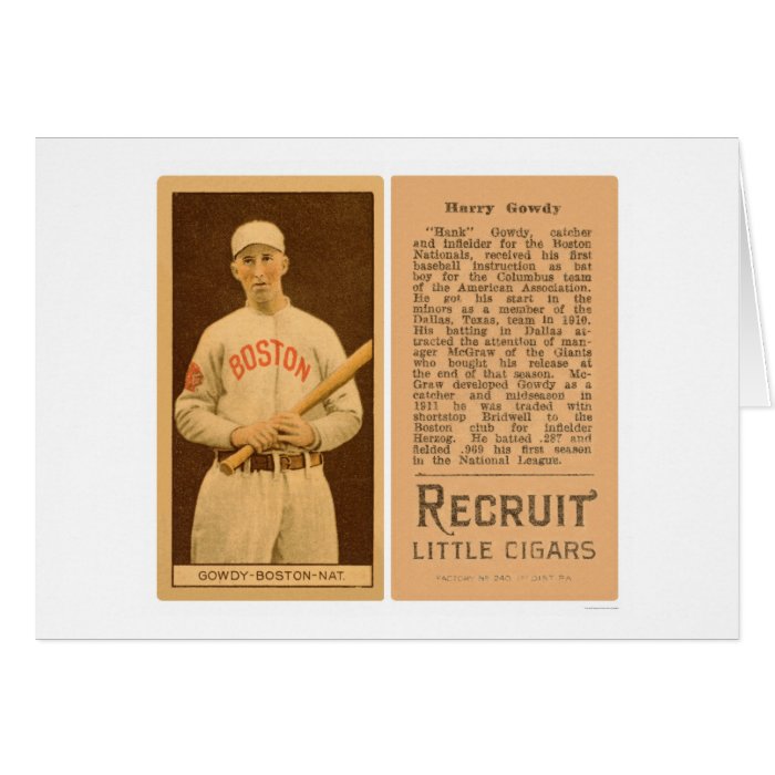 Hank Gowdy Braves Baseball 1912 Greeting Cards