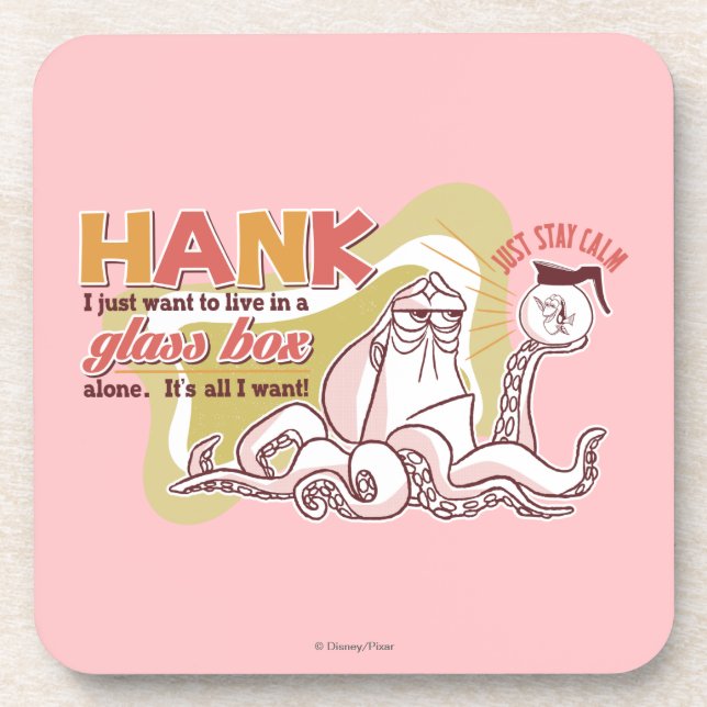 Hank | Live in a Glass Box Alone Beverage Coaster (Front)