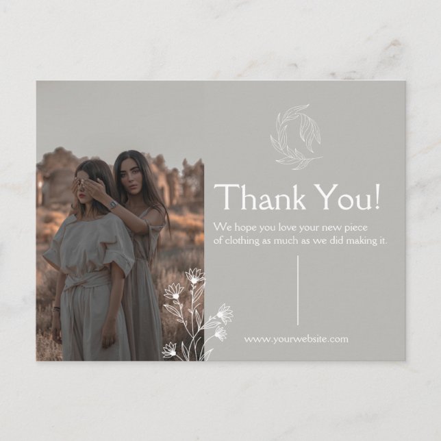 hank You Appreciation Post Card for Clothing  (Front)