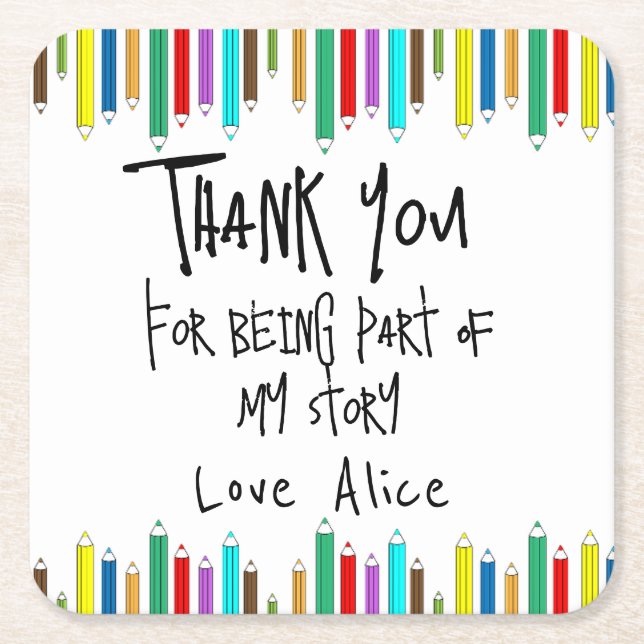 hank You for Being Part of My Story – Elegant  Square Paper Coaster (Front)