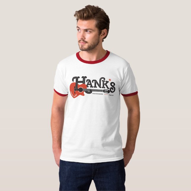 Hank's Guitar Tee in Red (Front Full)