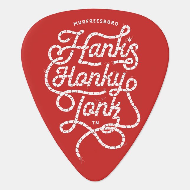 Hank's Honky Tonk Red Guitar Pick (Front)
