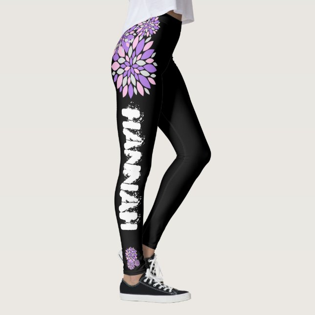 Hannah Add Your Name Flower Petals Leggings (Right)