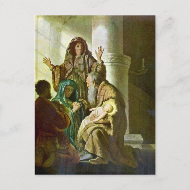 Hannah and Simeon in the temple by Rembrandt Postcard (Front)