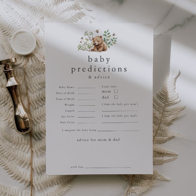 HANNAH Bear Baby Predictions Baby Shower Game Card (HANNAH Bear Baby Predictions Baby Shower Game Card)
