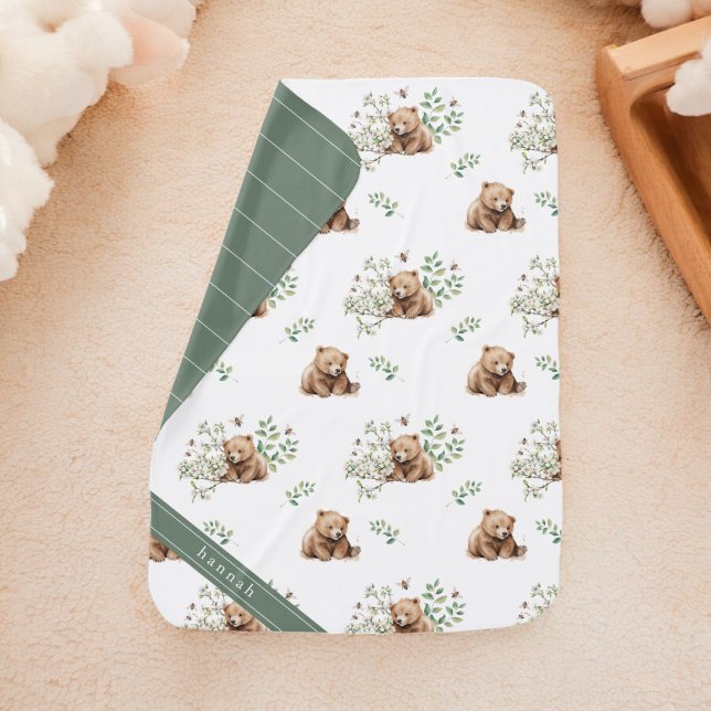 HANNAH Bear Bee Summer Woodland Name Baby Blanket (Creator Uploaded)
