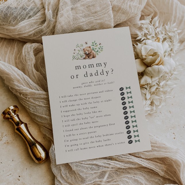 HANNAH Bear Guess Who Mommy Daddy Baby Shower Game Invitation (HANNAH Bear Guess Who Mommy Daddy Baby Shower Game Invitation)