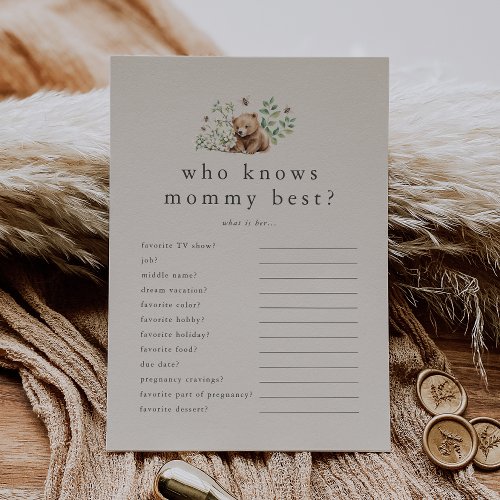 HANNAH Bear Who Knows Mommy Best Baby Shower Game Invitation