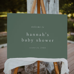 HANNAH Boho Green Simple Baby Shower Welcome Sign