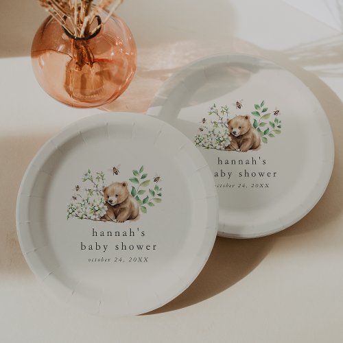 HANNAH Boho Vintage Bear Bee Woodland Baby Shower Paper Plates
