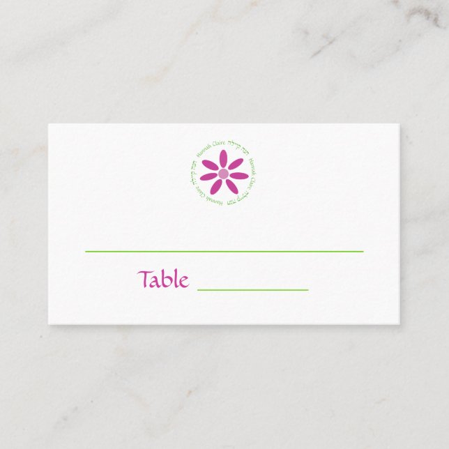 Hannah Claire 2 Custom Table Cards Pink Daisy (Front)