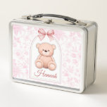 Hannah | Custom Pink Teddy Bear Nursery Design  Metal Lunch Box