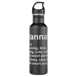 HANNAH Definition Personalized Name Funny Birthday Stainless Steel Water Bottle