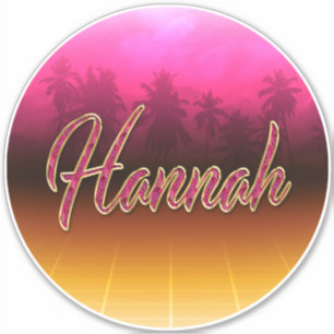 Hannah first name golden pink sticker decals