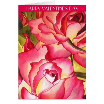 Hannah Gordon Pink Rose Valentine Day Card by SachaGrosselArt at Zazzle