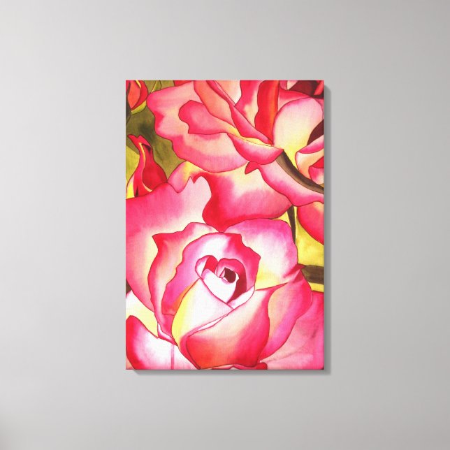 Hannah Gordon pink rose watercolor art Canvas Print (Front)