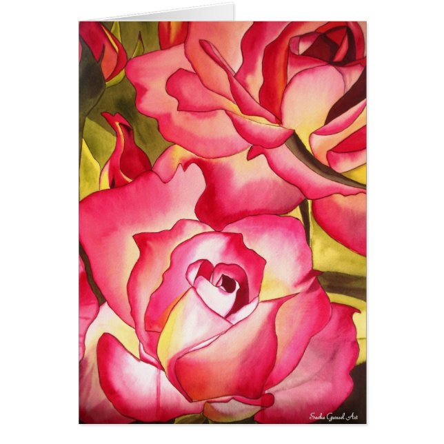 Hannah Gordon pink rose watercolor art Cards (Front)